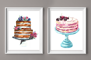 Watercolor Cake Posters and Clip Art