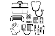 First aid kit equipment.