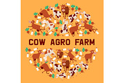 Cow agro farm banner vector