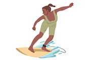 Girl surfing, riding on the water