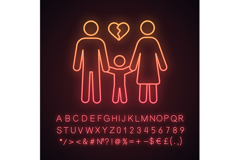 Divorce neon light icon in Neon Icons - product preview 8