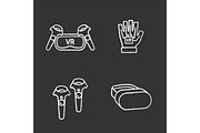 Virtual reality devices chalk icons