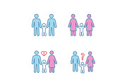 Child custody color icons set