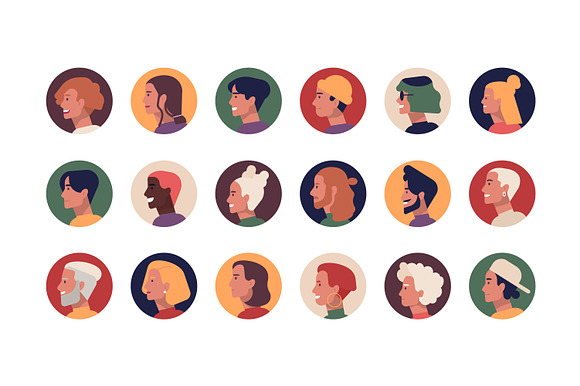Avatars set and seamless in Illustrations - product preview 1