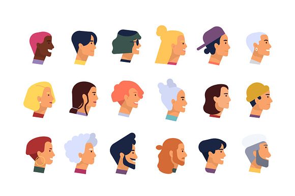 Avatars set and seamless in Illustrations - product preview 2
