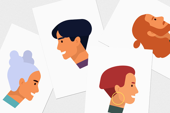 Avatars set and seamless in Illustrations - product preview 5