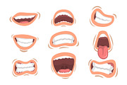 Flat vector set of male mouths with