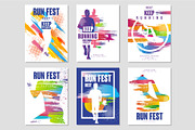 Run fest posters set, sport and