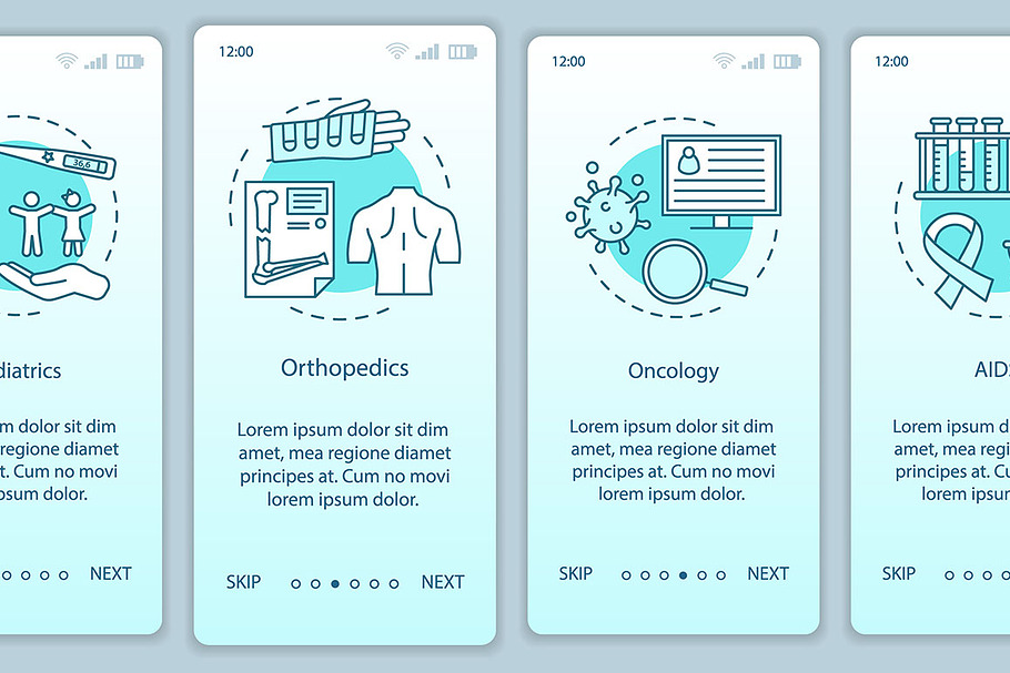 Nursing care mobile app pages
