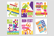 Run fest posters set, running