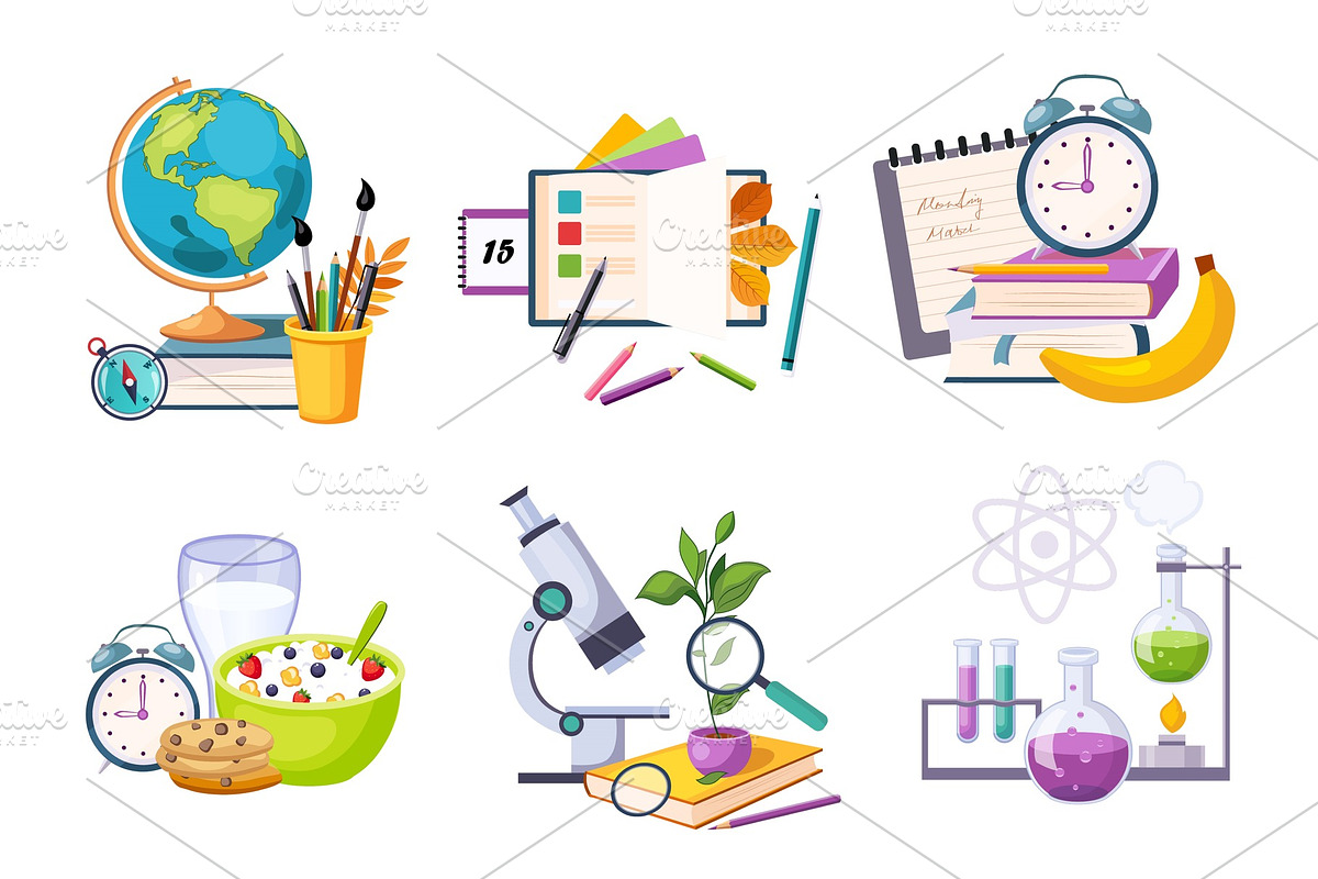Flat vector set of compositions in Objects - product preview 8