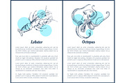 Lobster and Octopus Seafood Vector