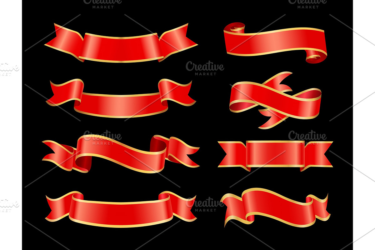 Ribbons Curved Banner Set Vector in Objects - product preview 8