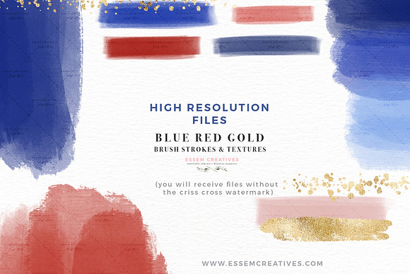 Blue Red Gold Brush Stroke Graphics in Textures - product preview 2
