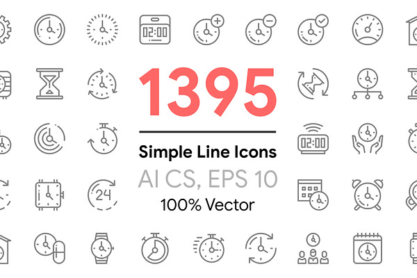 1395 Simple Line Icons Pack