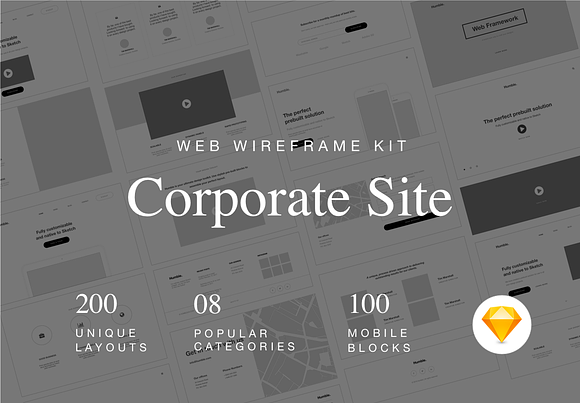 Web Wireframe Kit for Corporate Site in Wireframe Kits - product preview 9