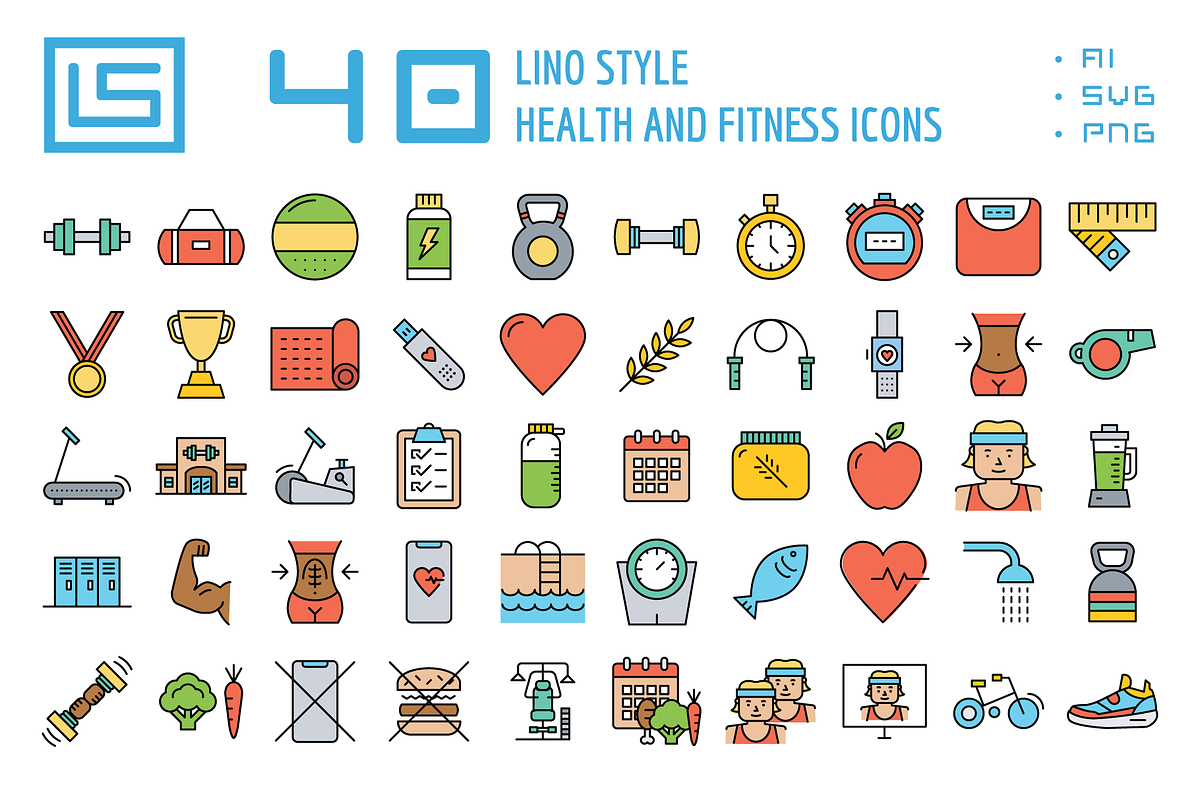 40 Health and Fitness Icons in Health Icons - product preview 8