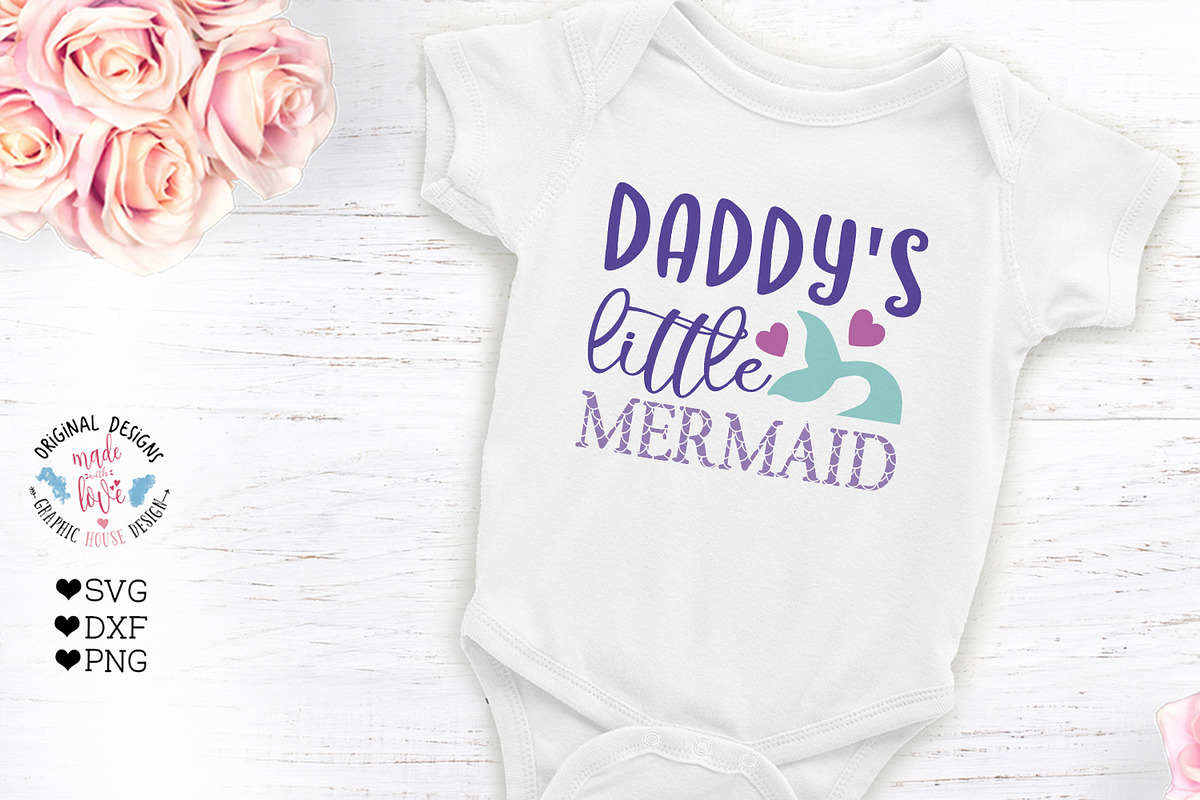 Daddy's little mermaid Cut file in Illustrations - product preview 8