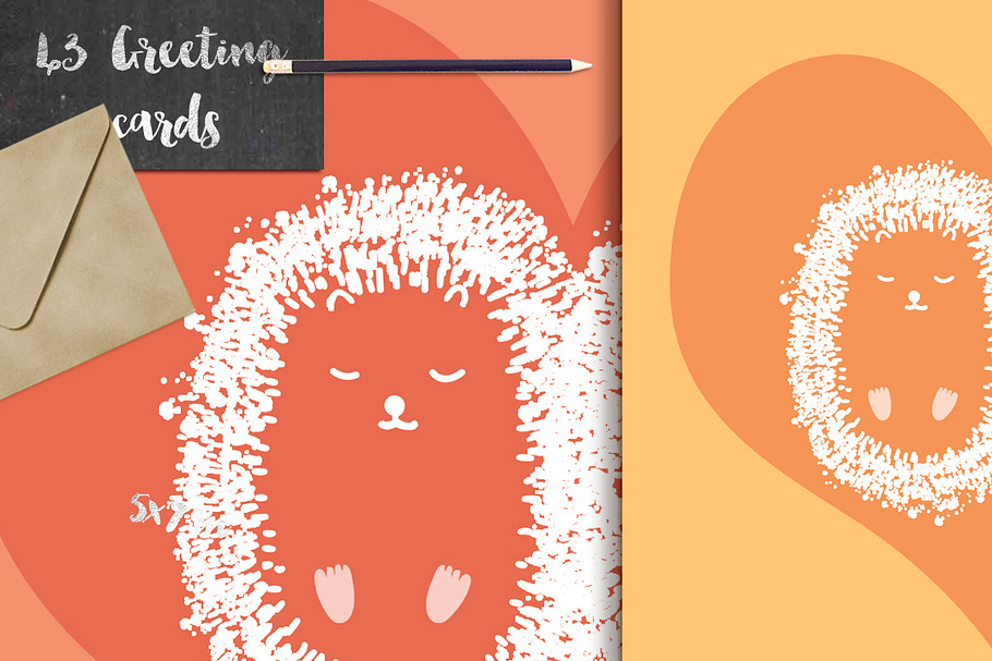 Hedgehog Greeting Cards in Card Templates - product preview 8