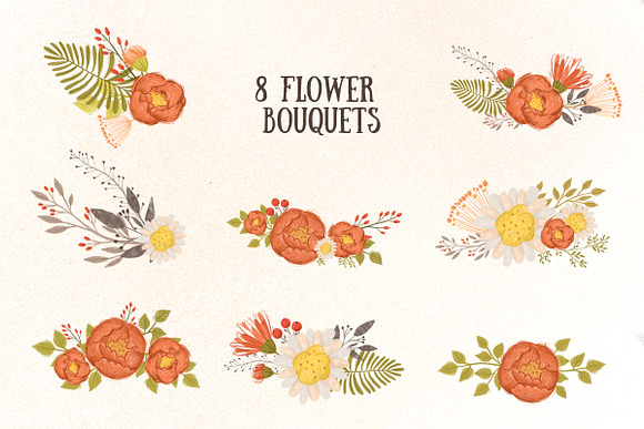 Cute animals and floral elements in Illustrations - product preview 3