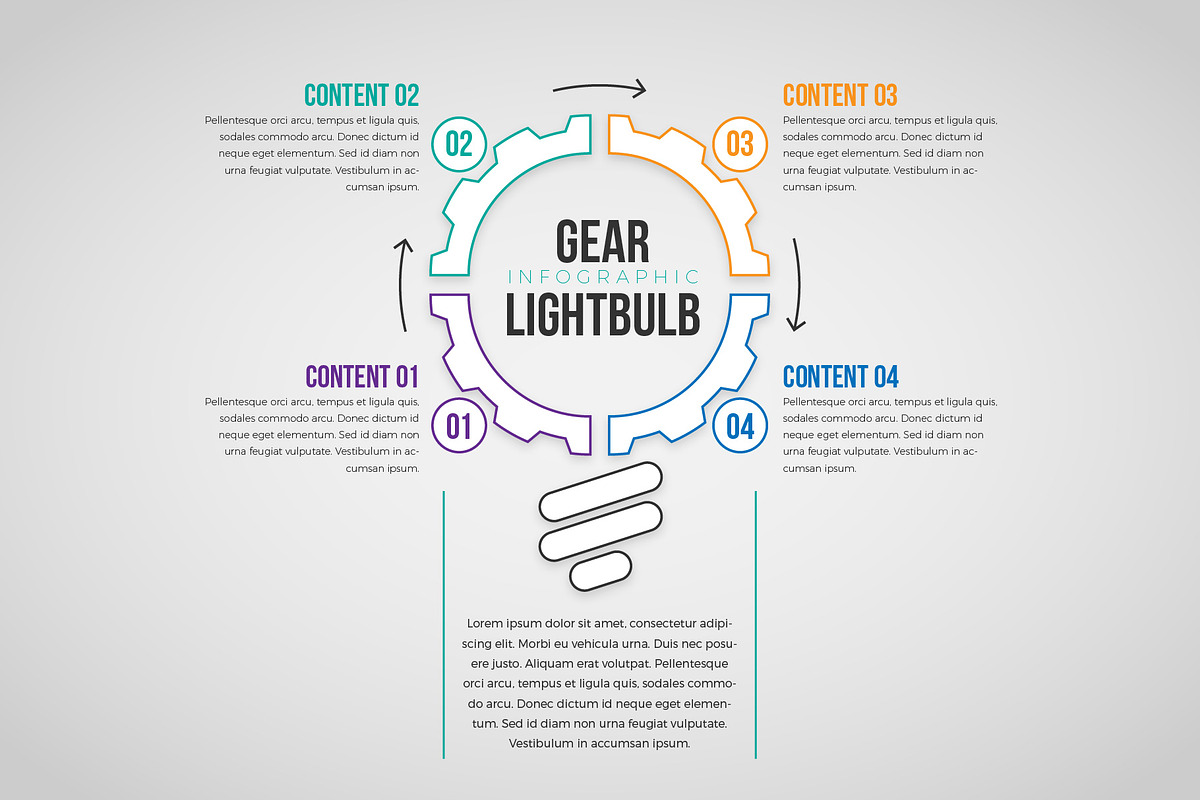 Gear Lightbulb Infographic in Web Elements - product preview 8
