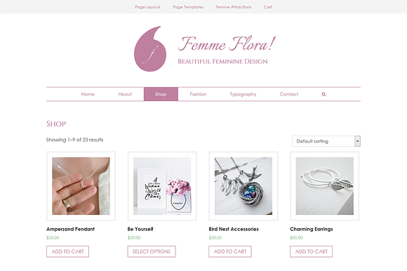 Femme Flora WordPress Feminine Theme in WordPress Commerce Themes - product preview 1