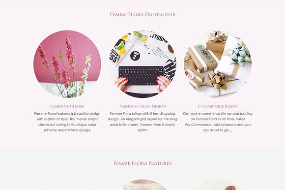Femme Flora WordPress Feminine Theme in WordPress Commerce Themes - product preview 2