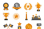Sport trophy and awards icons set