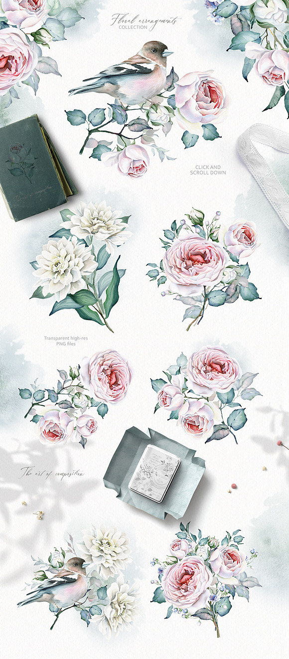 Watercolor FLORAL Improvisation V.1 in Illustrations - product preview 1