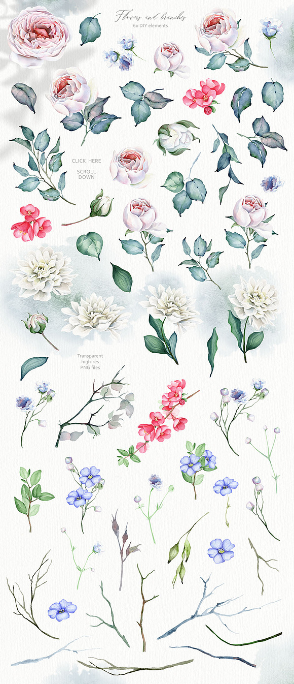 Watercolor FLORAL Improvisation V.1 in Illustrations - product preview 11