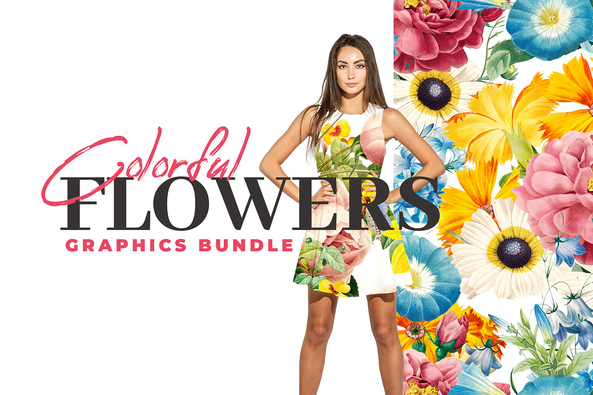 Colorful Flowers Graphics Bundle in Illustrations - product preview 8