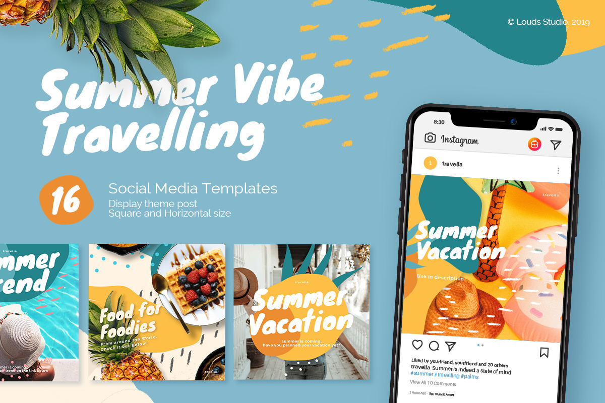 Summer Traveling Social Media Pack in Instagram Templates - product preview 8