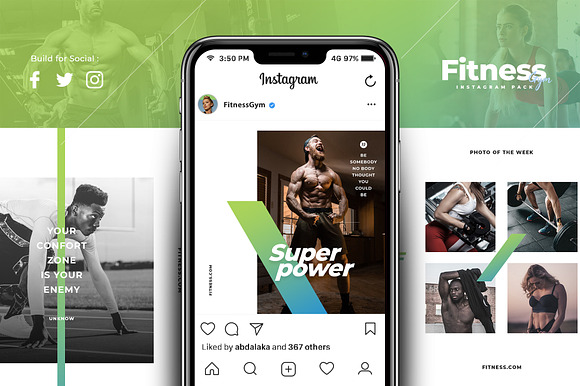 Fitness & Gym instagram pack 3.0 in Instagram Templates - product preview 3