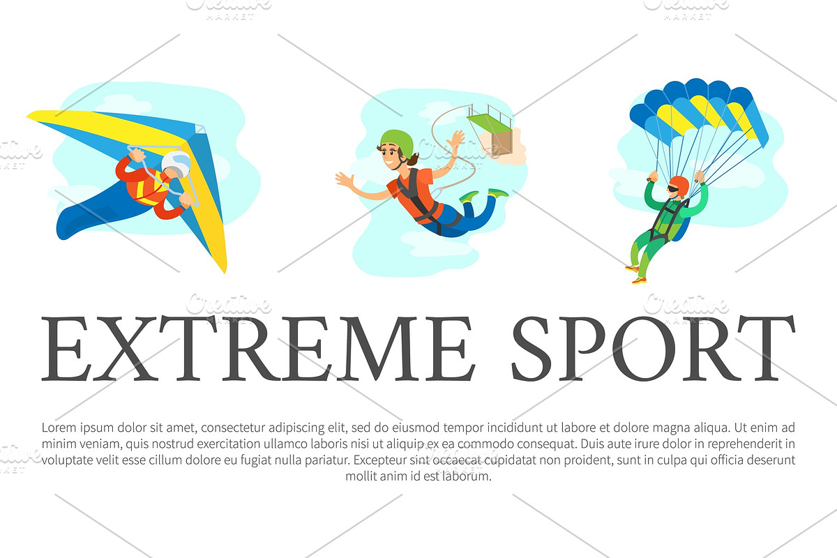 Extreme Sports Set on Poster in Illustrations - product preview 8