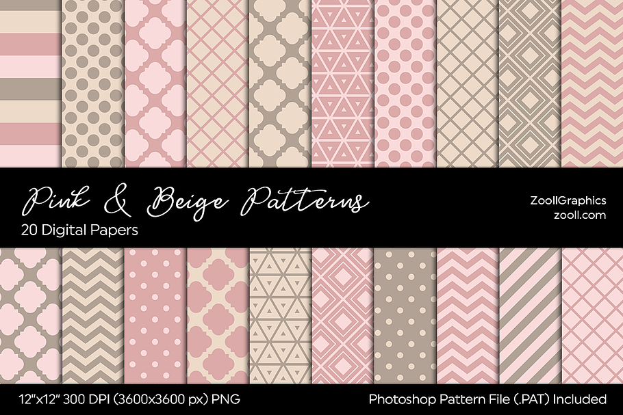 Pink And Beige Digital Papers in Patterns - product preview 8
