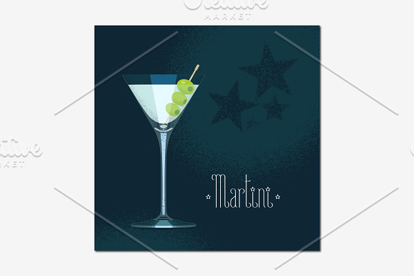 Martini cocktail glass vector