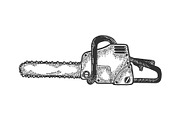 Chainsaw tool sketch engraving