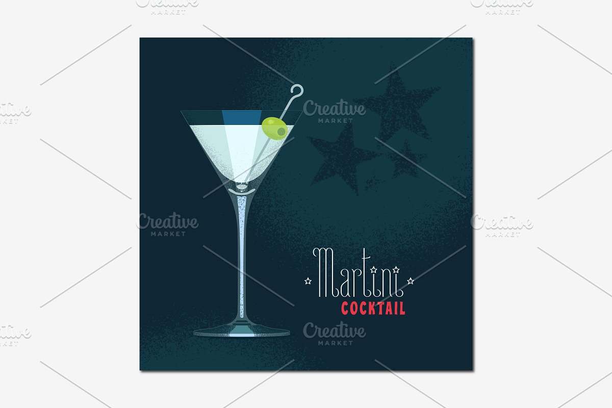 Martini glass with vector in Illustrations - product preview 8