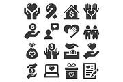 Charity and Donation Icons Set on