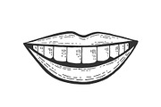 Female smile mouth sketch vector