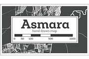 Asmara Eritrea City Map in Retro