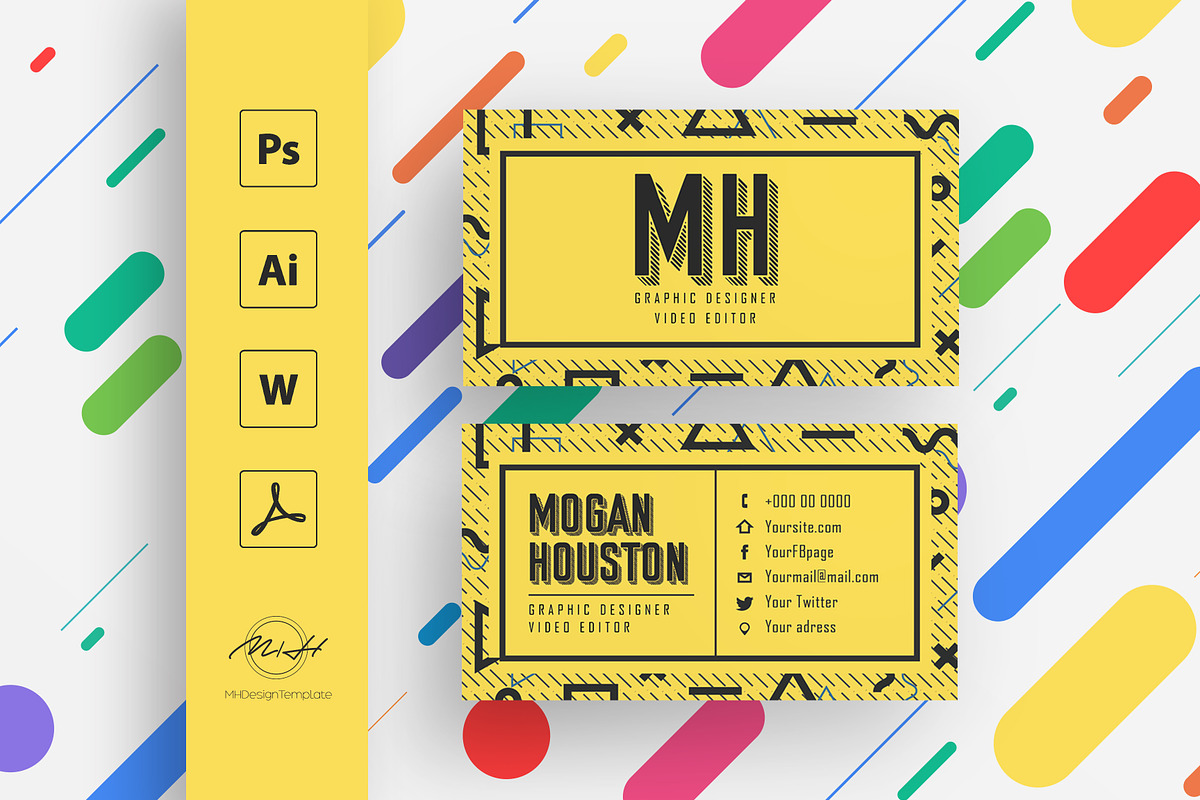 Retro Bussiness Card Template in Business Card Templates - product preview 8