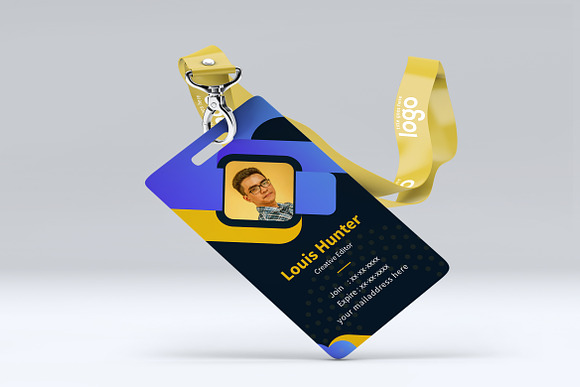 Yellow and Blue ID Card Design in Stationery Templates - product preview 2
