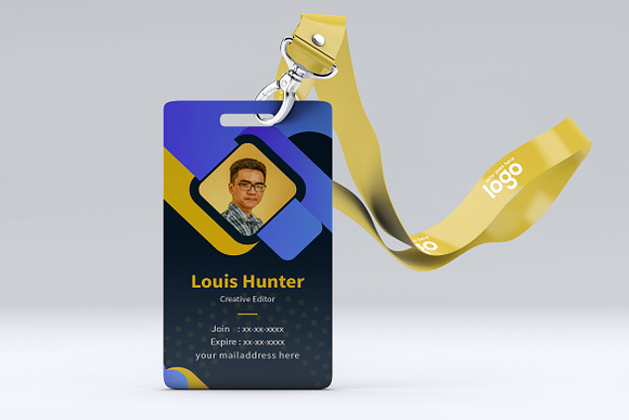 Yellow and Blue ID Card Design in Stationery Templates - product preview 7