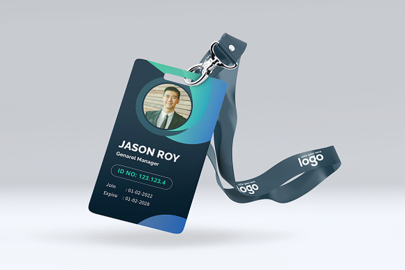 Beautiful Gradient Wavy ID Card in Stationery Templates - product preview 1