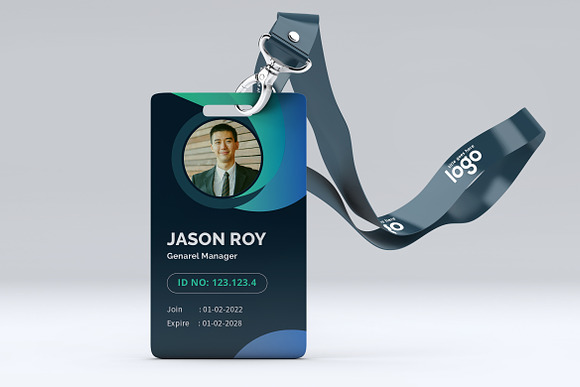 Beautiful Gradient Wavy ID Card in Stationery Templates - product preview 2