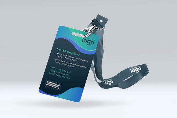 Beautiful Gradient Wavy ID Card in Stationery Templates - product preview 3