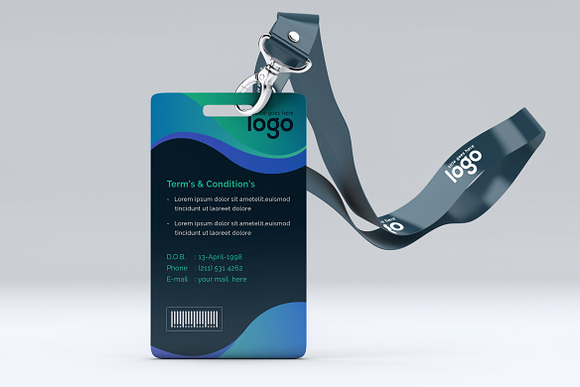 Beautiful Gradient Wavy ID Card in Stationery Templates - product preview 5