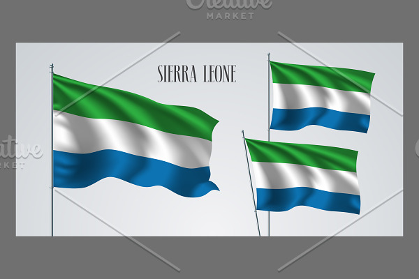Sierra Leone waving flags vector