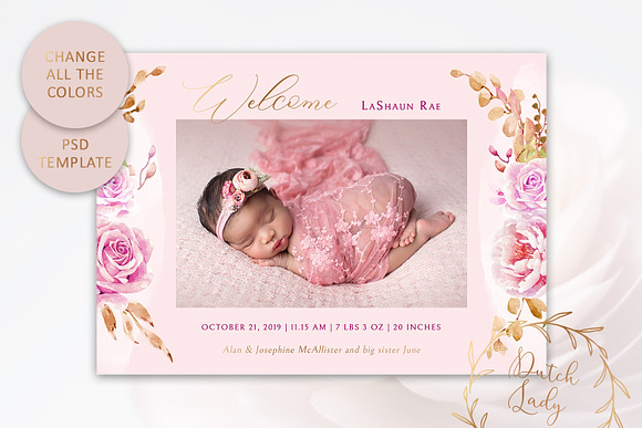 Birth Announcement Card Template #9 in Card Templates - product preview 2